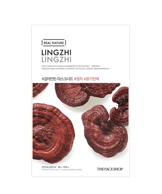 Masca de fata cu efect de fermitate Lingzhi Face Mask Real Nature, 20g, The Face Shop - BLIVELY.RO