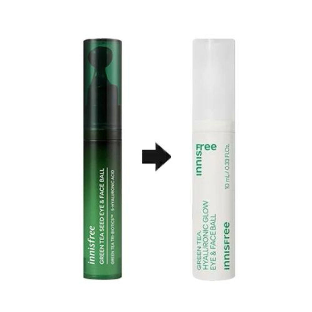Serum nutritiv pentru ochi Green Tea Hyaluronic Glow Eye & Face Ball, 10ml, Innisfree - blively.ro