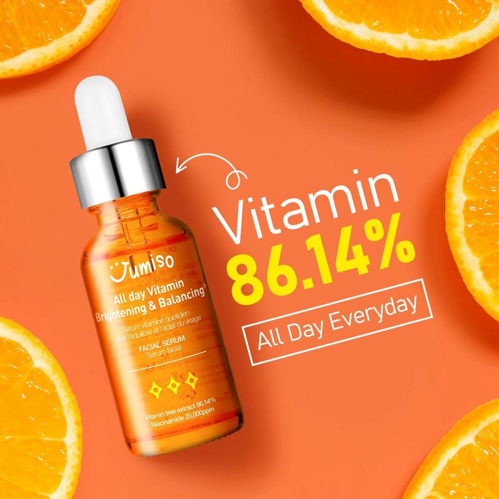 Ser pentru fata cu vitamina C All Day Brightening & Balancing Facial Serum, 30ml, Jumiso - BLIVELY.RO