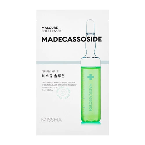 Masca de fata cu extract de Madecassoside pentru calmare Madecasosside Mascure Rescue Solution Sheet Mask, 28ml, Missha - BLIVELY.RO
