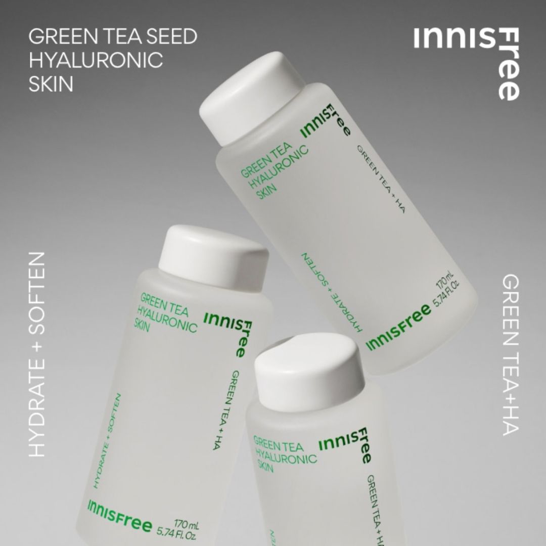 Toner de fata cu ceai verde si acid hialuronic Green Tea Hyaluronic Skin, 170ml, Innisfree - BLIVELY.RO