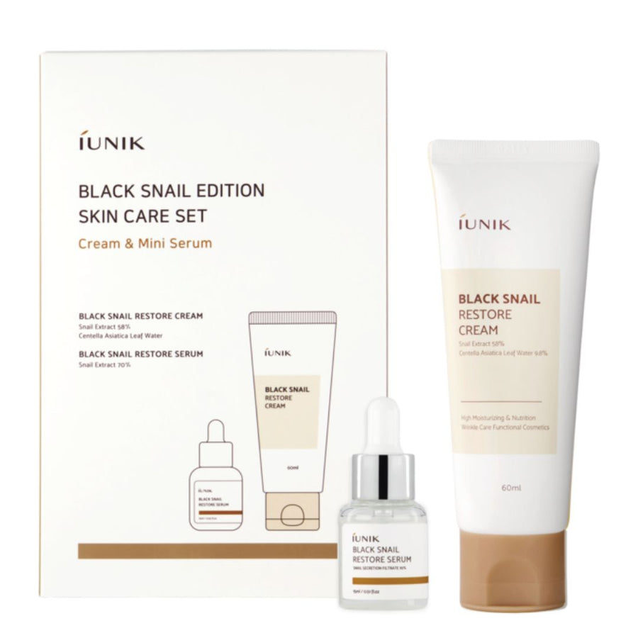 Set anti-rid crema si serum pentru ten Black Snail Restore Edition Skincare Set, iUNIK - BLIVELY.RO