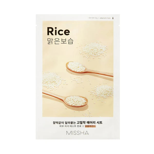 Masca de fata cu extract de orez Airy Fit Sheet Mask Rice, 19g, Missha - BLIVELY.RO