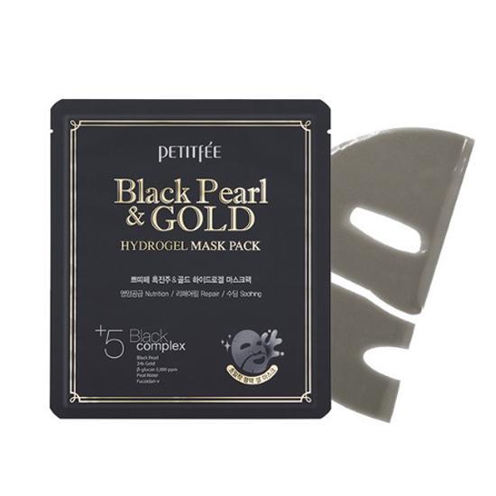 Masca de fata din hidrogel cu pulbere de perle negre si aur Black Pearl & Gold Hydrogel Mask, Petitfee - Blively.ro