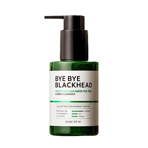 Spuma activa pentru curatarea punctelor negre cu Ceai verde Bye Bye Blackhead 30 Days Miracle Green Tea Tox Bubble Cleanser, 120g, Some By Mi - Blively.ro
