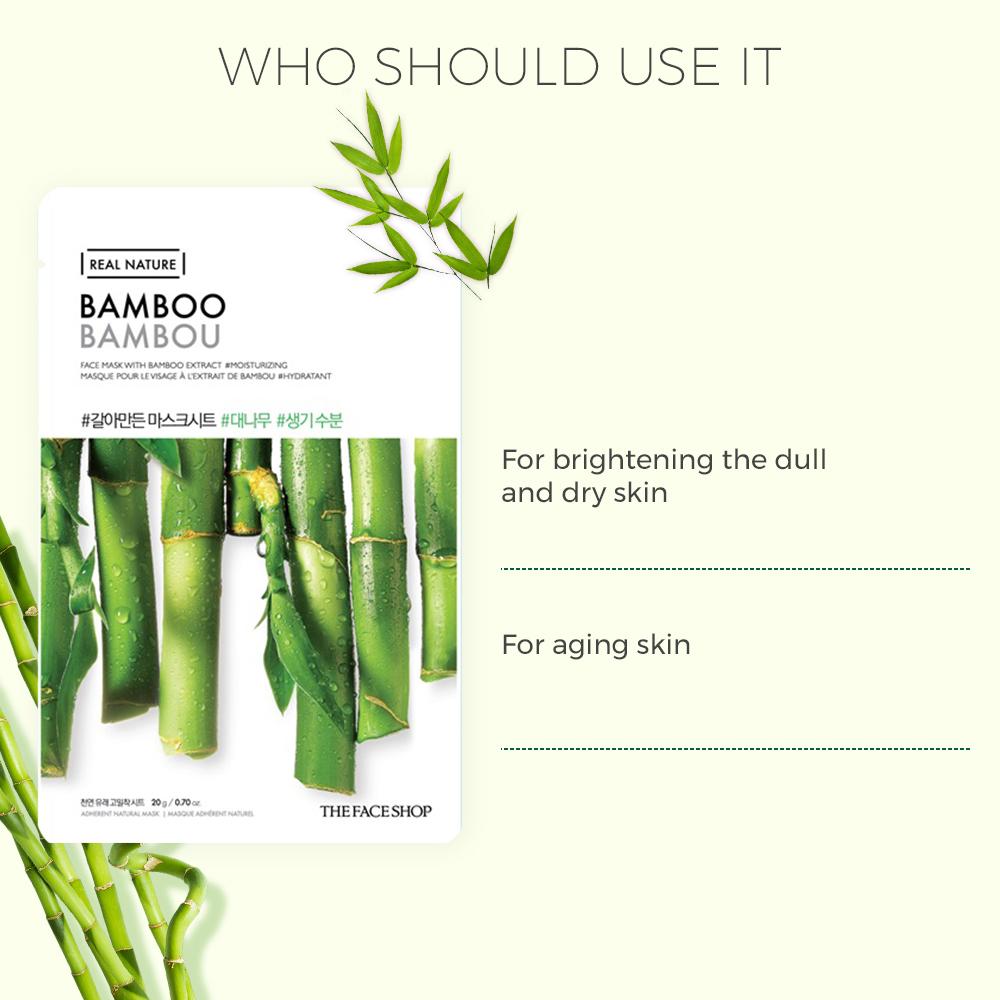 Masca de fata cu Extract de Bambus Bamboo Face Mask Real Nature, 20g, The Face Shop - Blively.ro