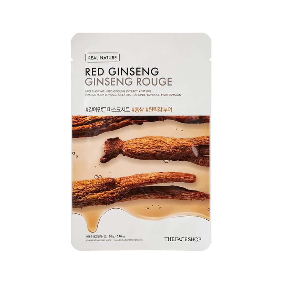 Masca de fata Red Ginseng Face Mask Real Nature, 20g, The Face Shop - BLIVELY.RO