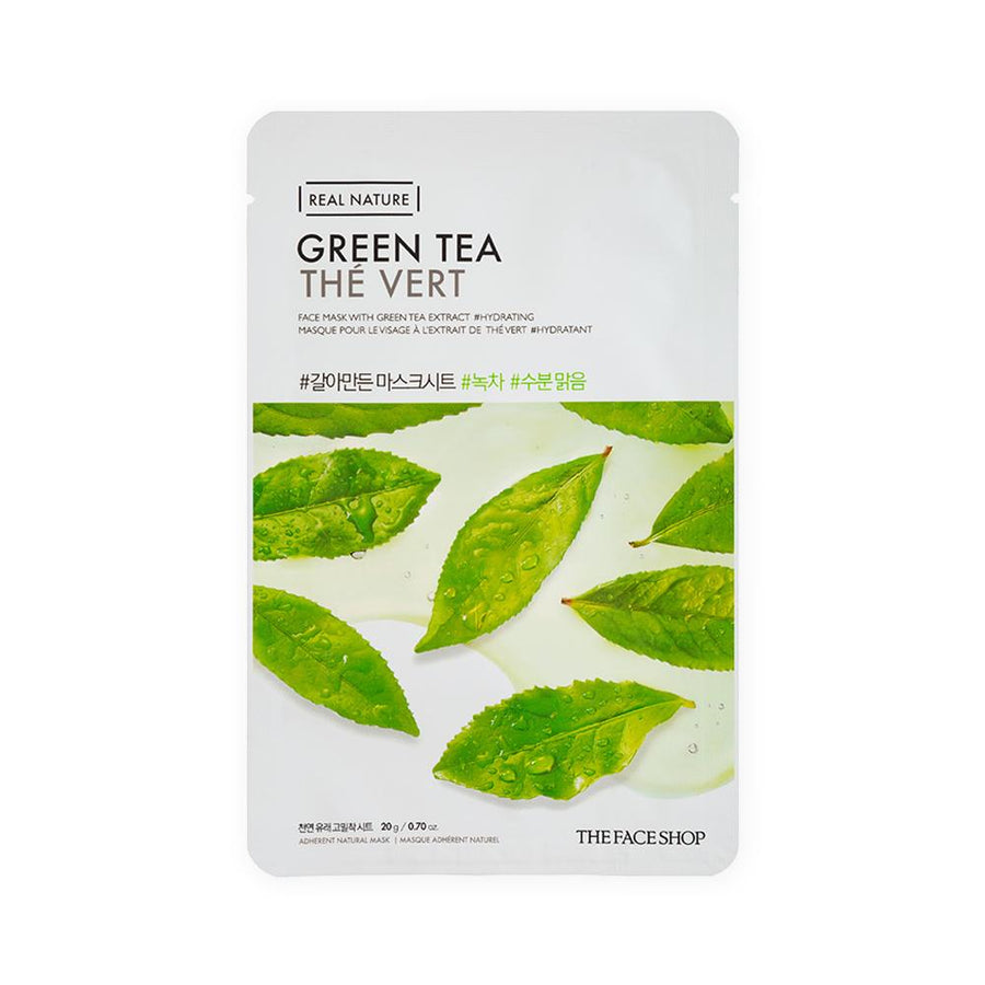Masca de fata cu Ceai Verde Green Tea Face Mask Real Nature, 20g, The Face Shop - Blively.ro